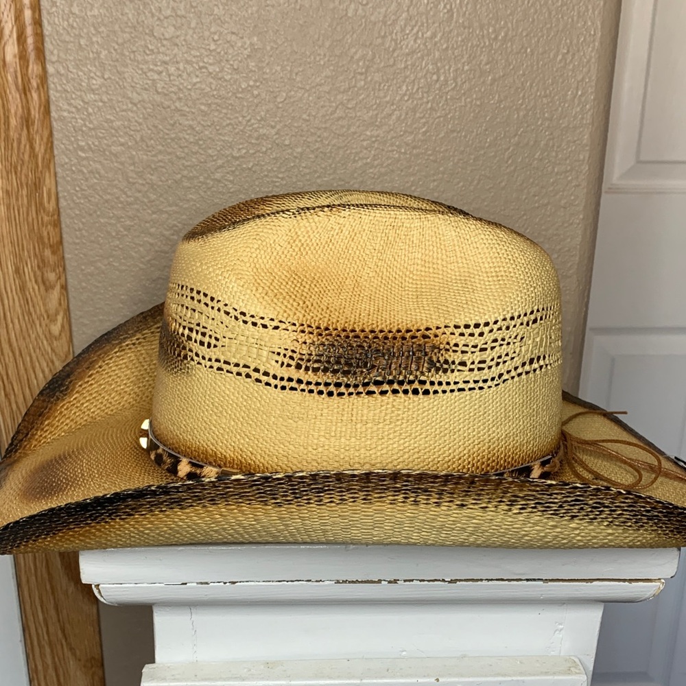 COWGIRL Desert Ember Beige Distressed Hat with Band One Size - Picture 5 of 6